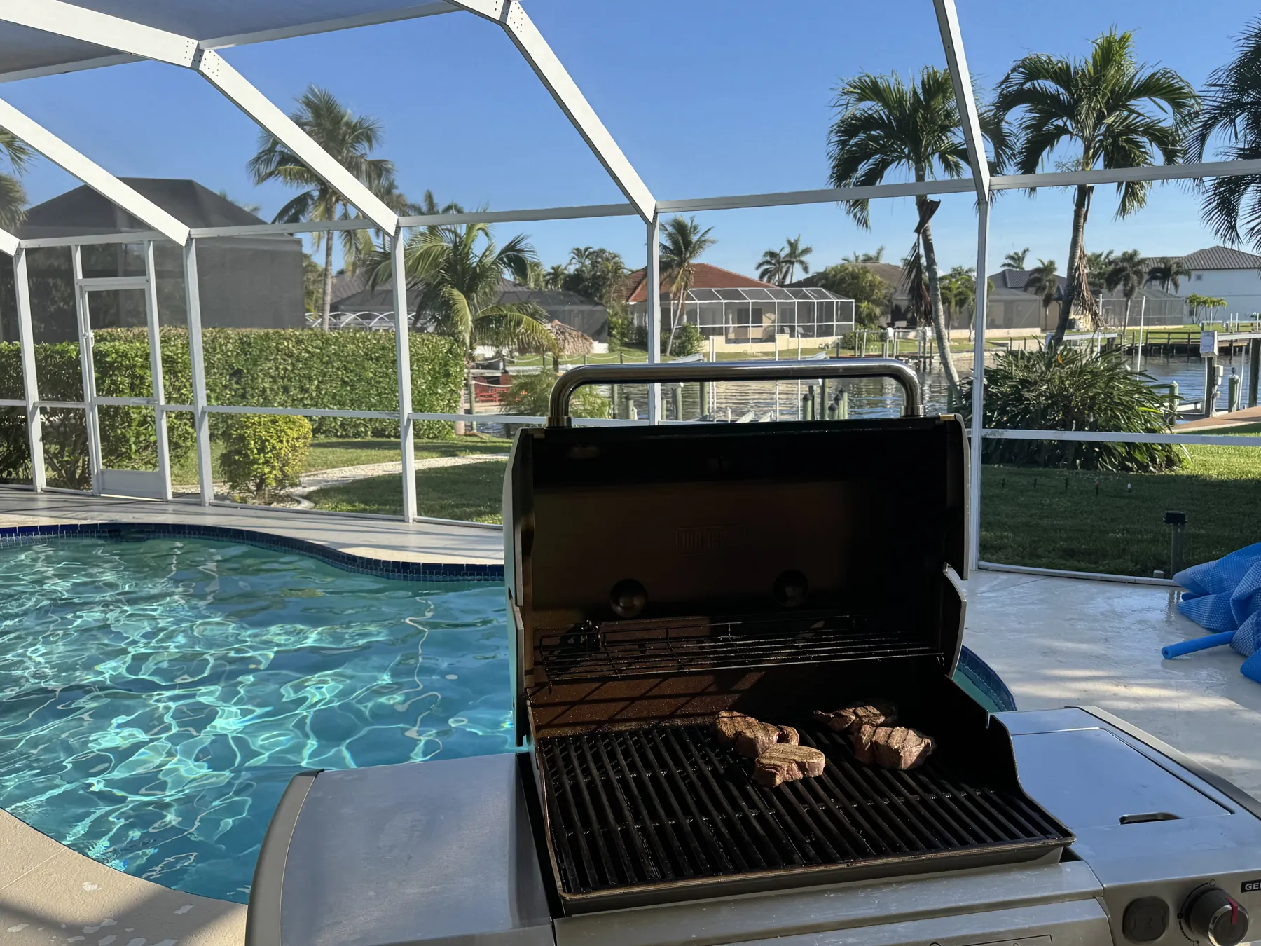 Grilling on the lanai by the pool