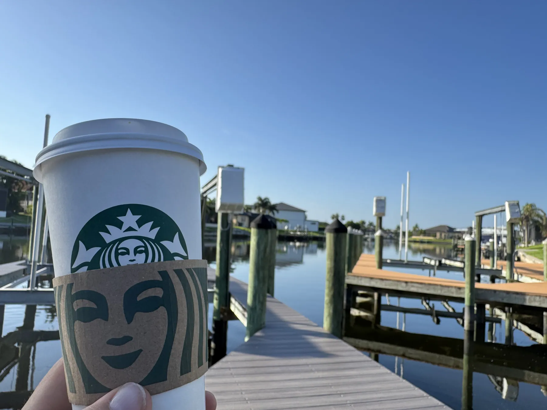 Morning coffee on the dock